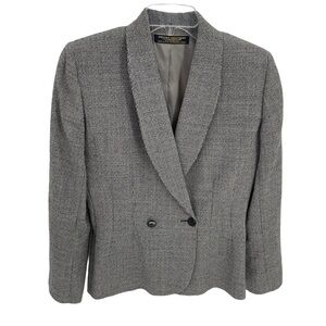 Brooks Brothers Double-breasted Wool 6 Houndstooth Women’s Blazer Black Collared
